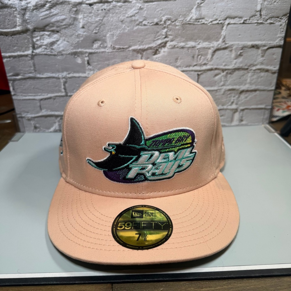 New Era Tampa Bay Devil Rays 59FIFTY Blush Pink Fitted Hat 1998 Patch Size 7 5/8
